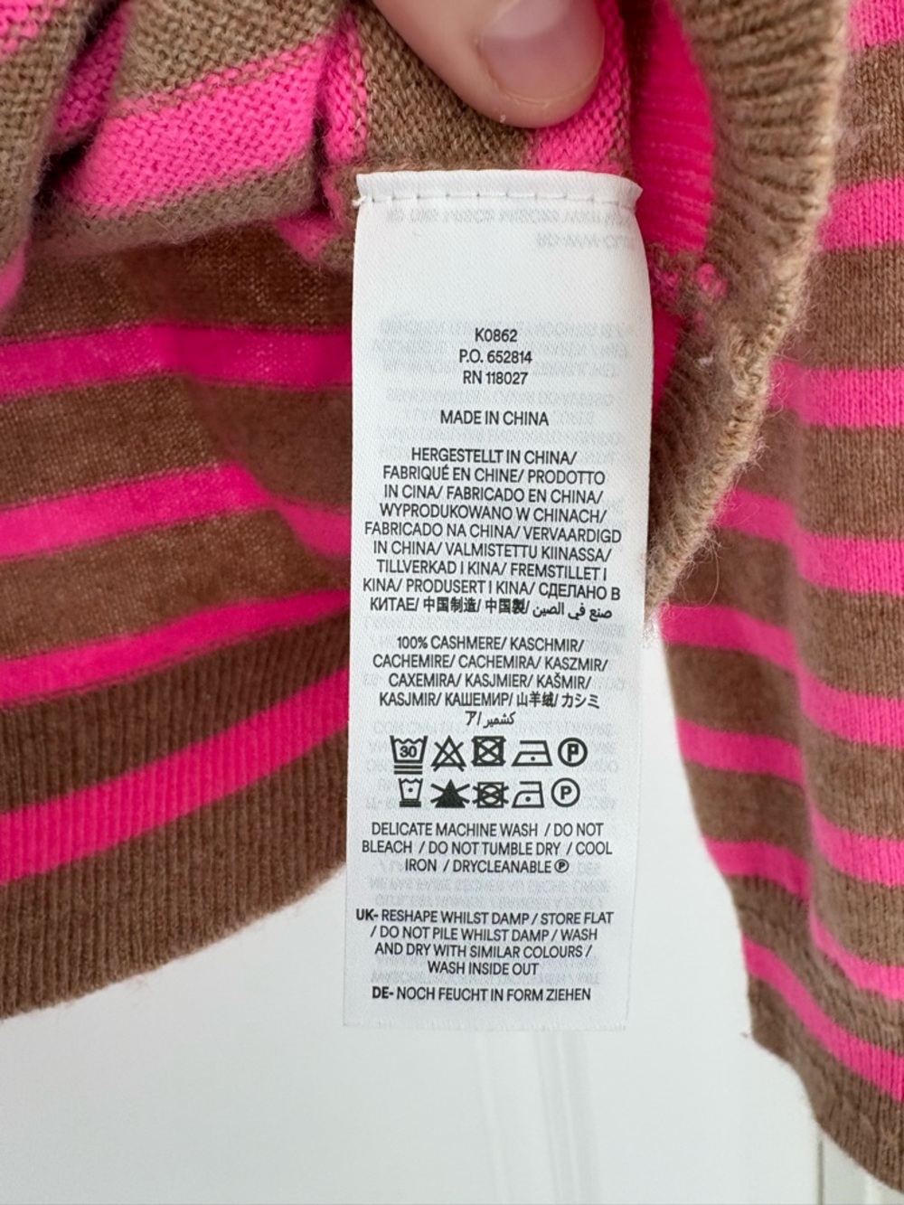 Boden 100% Cashmere Stripped Button Up Cardigan S Preppy - Picture 7 of 8